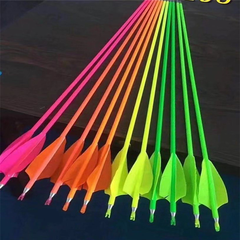 professional Fluorescent color archery hunting Camo arrow with real feather