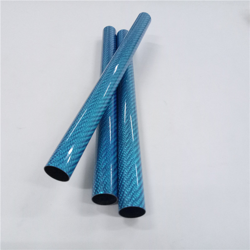 Blue Color Fiberglass Tube with 3K Weave Glossy Finish